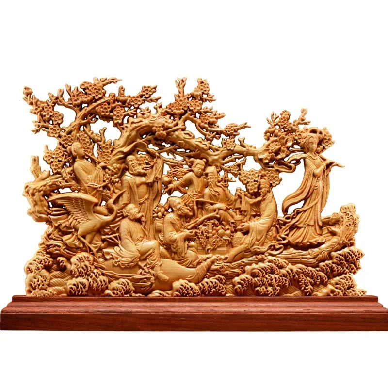 33CM Thuja Wood Eight Immortals Sculpture