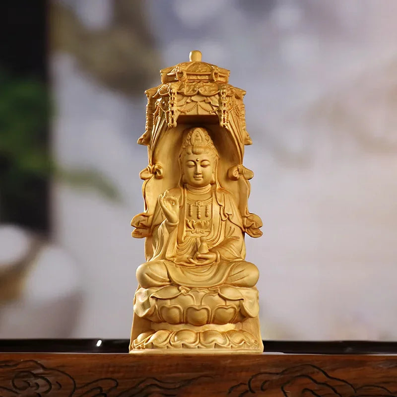 Boxwood Carving Wooden Ornaments Guanyin