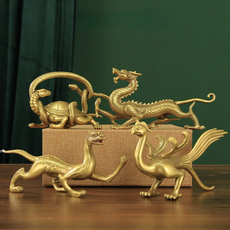 Copper Four Animals Ornament Spirit Beast Ornament Green Dragon