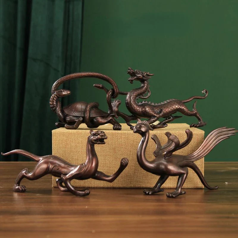 Copper Four Animals Ornament Spirit Beast Ornament Green Dragon