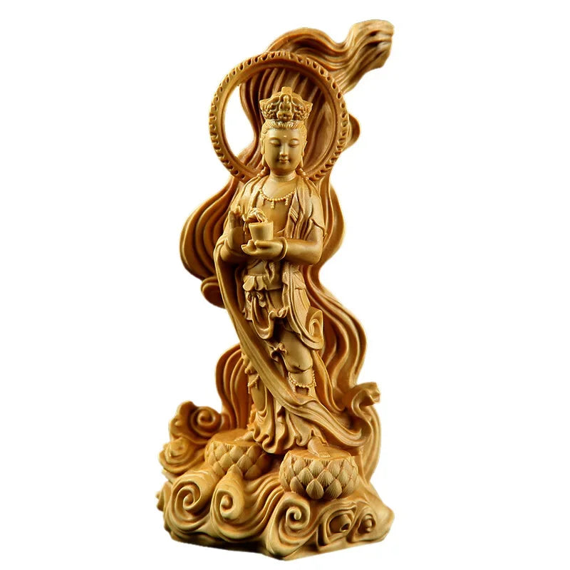 Feng Shui Boxwood Buddha Carving Guanyin