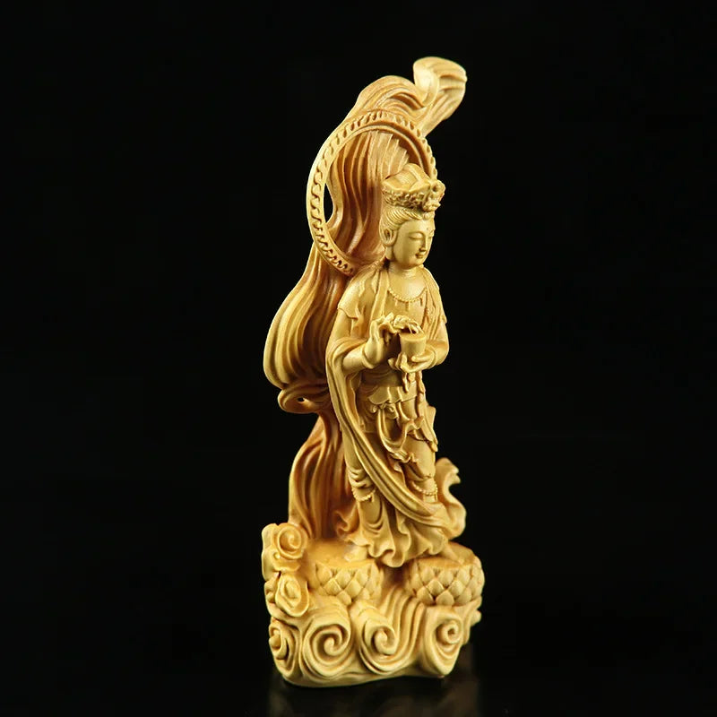 Feng Shui Boxwood Buddha Carving Guanyin