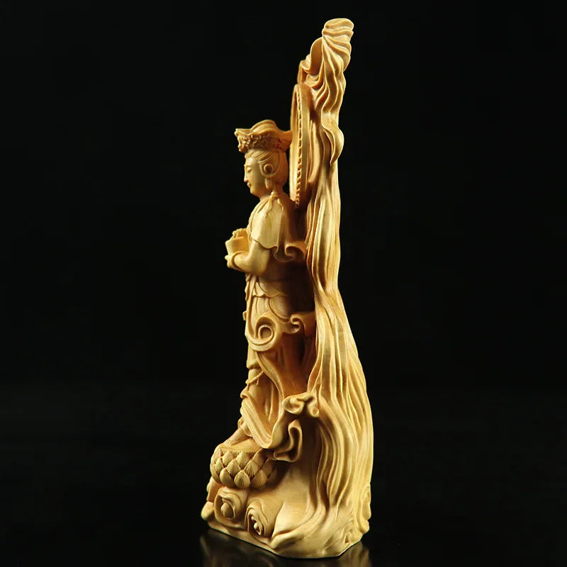 Feng Shui Boxwood Buddha Carving Guanyin