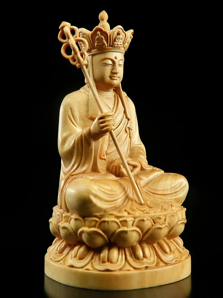 Feng Shui Boxwood Carving Ksitigarbha Bodhisattva