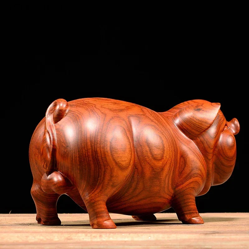 Feng Shui Wooden Crafts Carving Handmade Pig Figurines