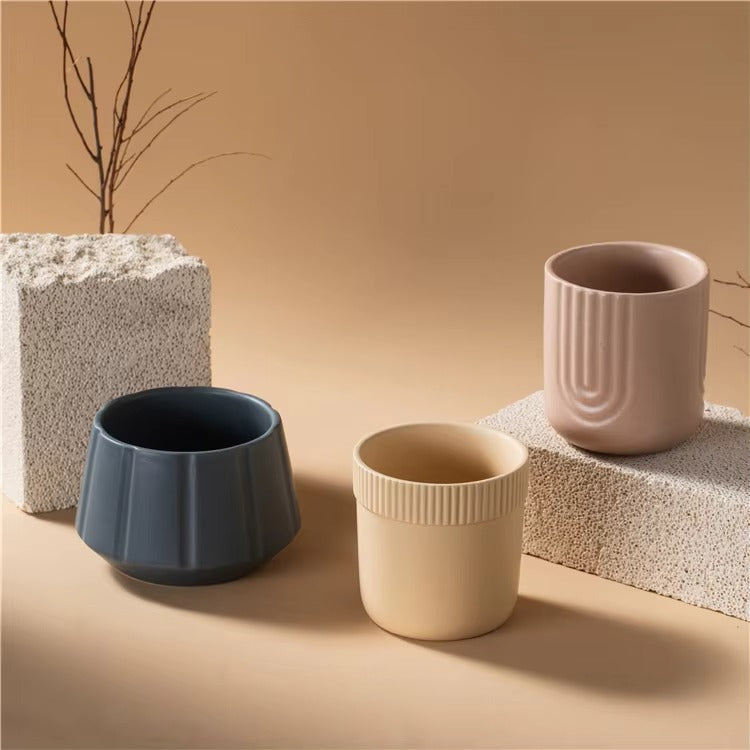 New Arrival Nordic Vase Modern Home Wedding Decoration Cylinder Embossed Ceramic Flower Vases