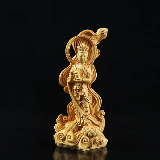 Feng Shui Boxwood Buddha Carving Guanyin