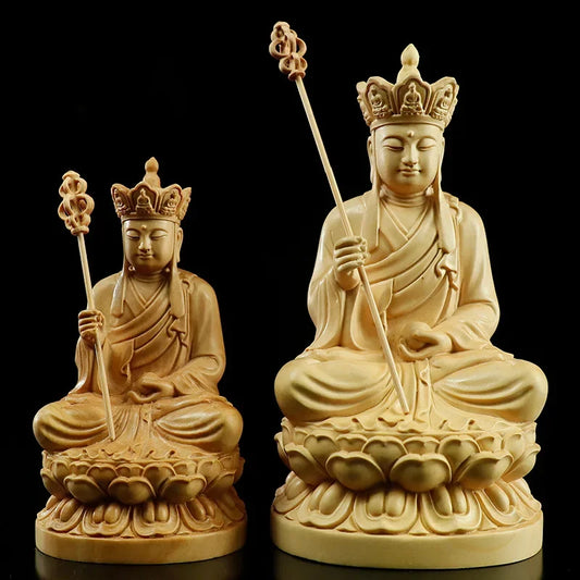 Feng Shui Boxwood Carving Ksitigarbha Bodhisattva