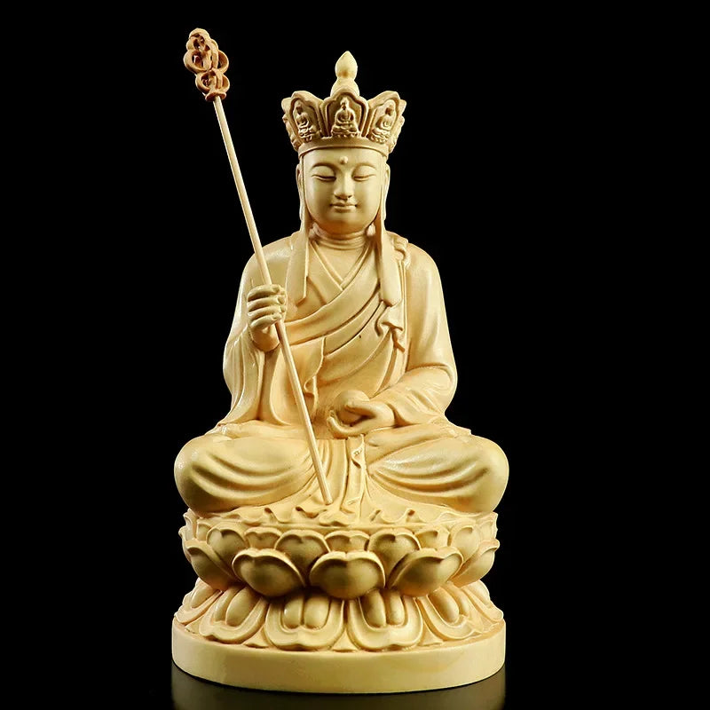 Feng Shui Boxwood Carving Ksitigarbha Bodhisattva