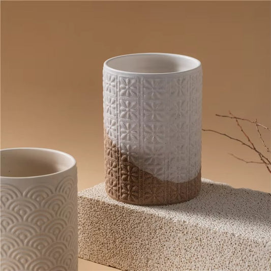 New Arrival Nordic Vase Modern Home Wedding Decoration Cylinder Embossed Ceramic Flower Vases